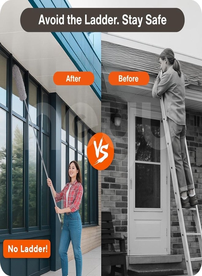 NEYU Fan Cleaner Brush Long Handle for Ceiling & Wall | Microfiber Duster Stick for Dust Cleaning | Extendable Feather Broom Mop | Spider Web Net Jaale Remover Jhul Jharu for Home Roof Dusting - Image 2